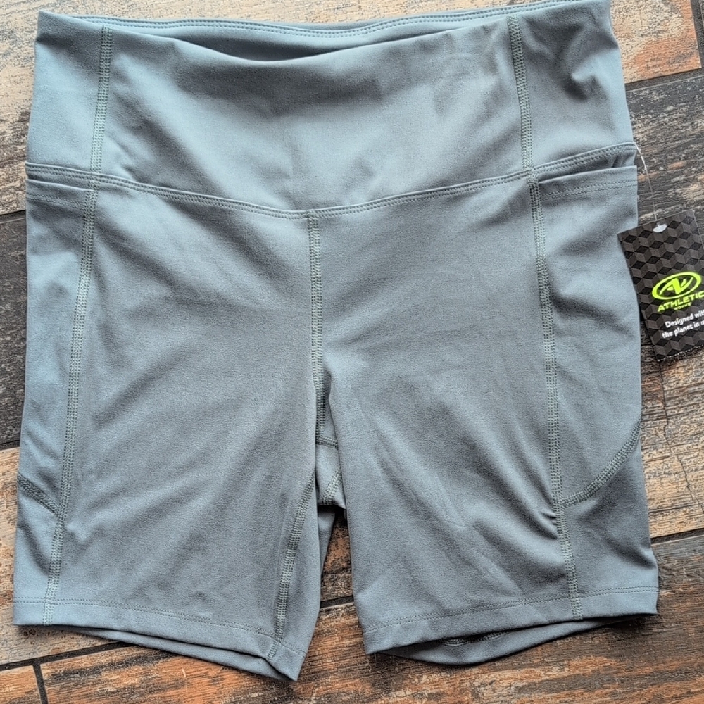 NWT Athletic Works Olive Green Bike Shorts Large (12-14) Interlock Knit Comfy - Picture 8 of 10